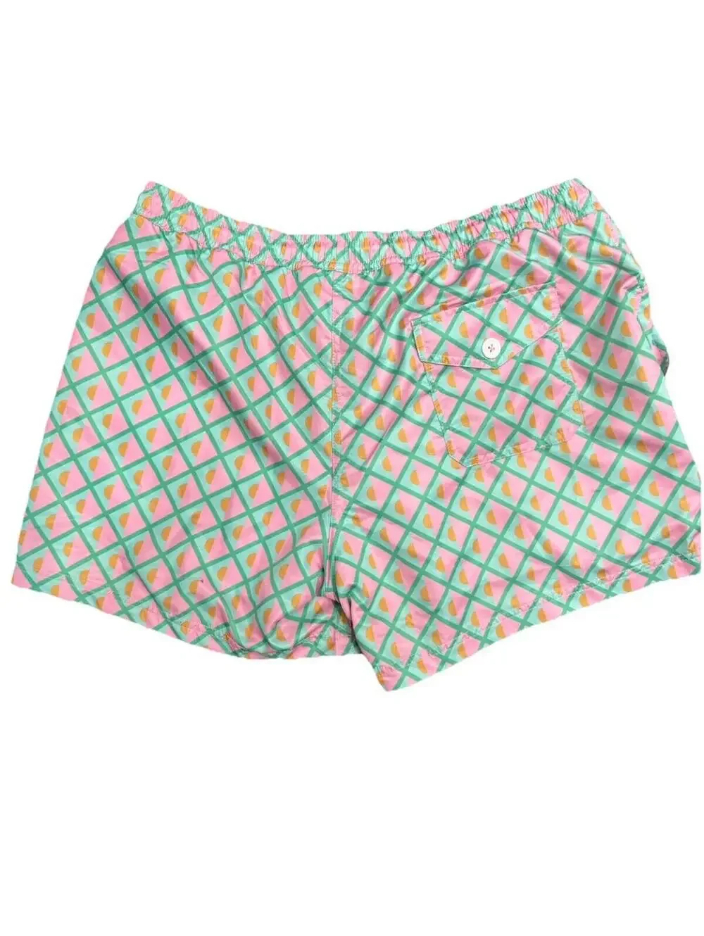 (RFB2) Kortni Jeane Swim Trunks Board Shorts XL Pink Teal Diamond Geometric NWT